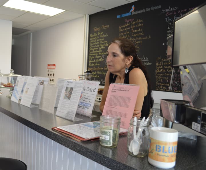 Lewisboro teacher Barbara Kessler runs Bluebird Homemade Ice Cream in Cross River and is set to celebrate the store&#x27;s one year anniversary on July 15.