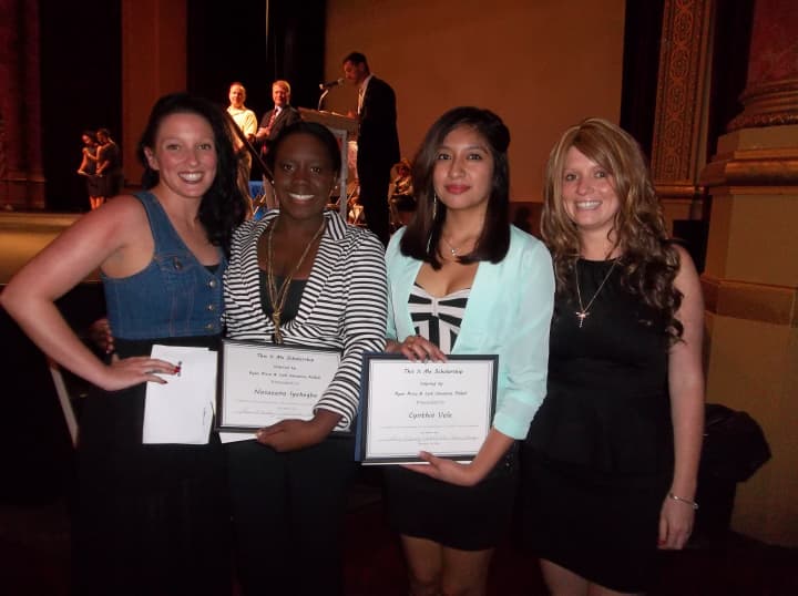 Peekskill&#x27;s Brady sisters pose at the This Is Me Scholarship Awards ceremony earlier this month. From left to right are Caitlin Brady, Nosazena Iyekegbe, Cynthia Vele and Lauren Brady.