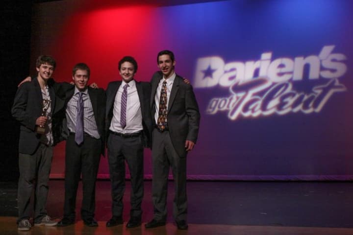 The members of The Collective Jazz Project -- Darien High grad Will Trautmann, Andrew DeNicola  of Stamford, Staples High Schools Jordan Daresky and Eli Koskoff -- win the top honor in Dariens Got Talent. 