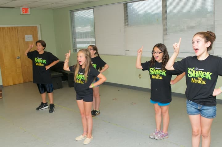 Members of the Random Farms Kids Theater cast of &quot;Shrek: The Musical&quot; from Rivertowns and Greenburgh rehearse for a July 26 opening.
