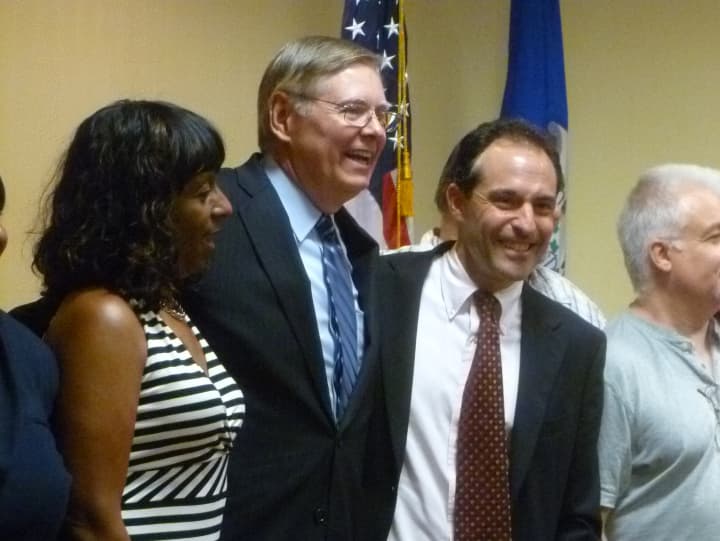 David Martin, middle, will be looking to make his second run for mayor of Stamford this November after receiving the nomination from the Democratic City Committee. 