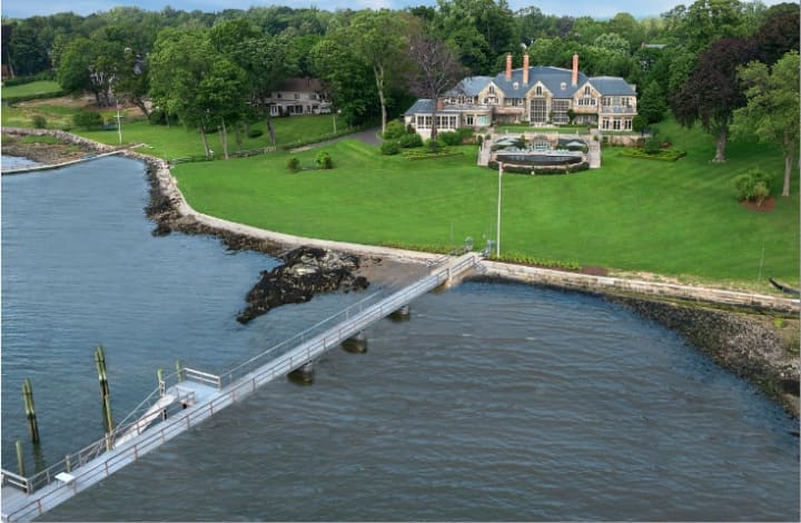 The home at 188 Long Neck Point Road in Darien is listed for $30 million.