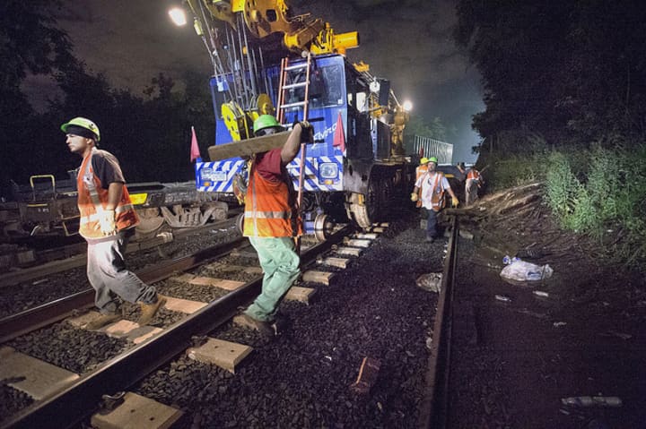 Crews work overnight to continue removing derailed freight cars along Metro-North Railroad&#x27;s Hudson Line in the Bronx.
