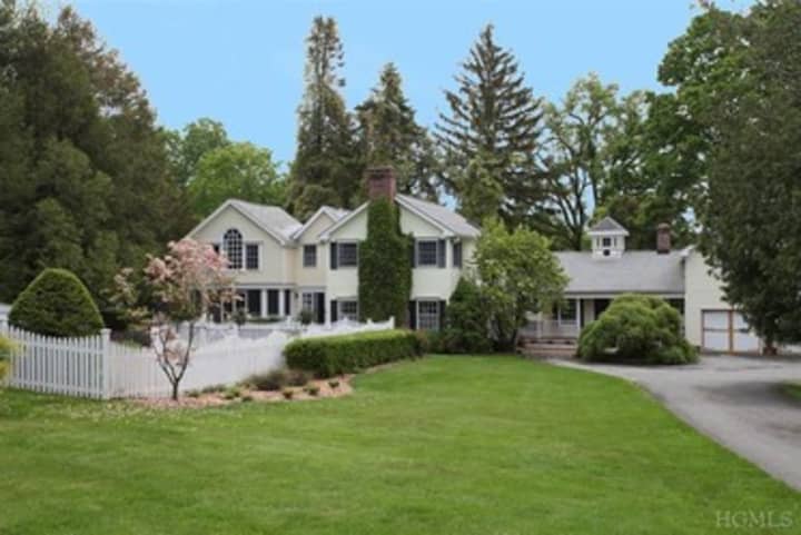 This house at 2 White Birch Road in Pound Ridge is open for viewing this Sunday.