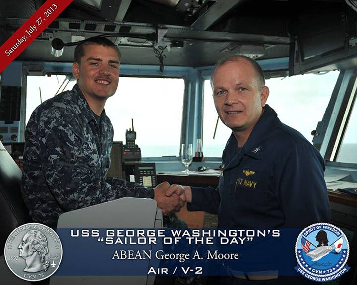 Hastings George Moore is stationed on the U.S.S. George Washington in Japan.