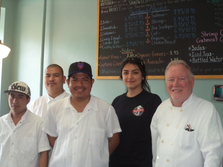 The staff at Seahouse Shack in Pleasantville.

l to r:

Eduin Solis, Hermino Aguilar, Roberto Contreras, Alev Berlat, Phil McGrath