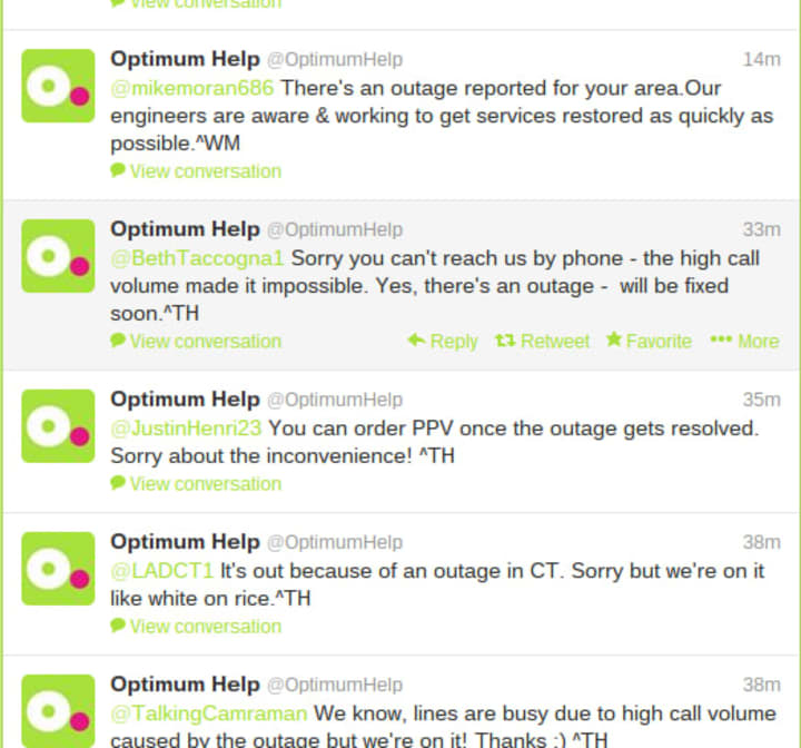 Angry Cablevision customers took to Twitter Sunday.