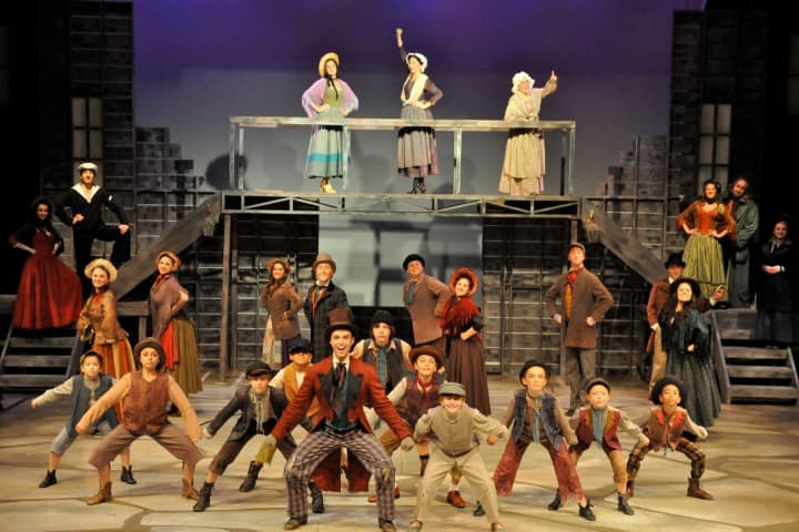 The cast of &quot;Oliver&quot; at the Westchester Broadway Theatre.