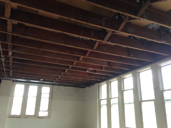 In this classroom, asbestos has been abated and the ceiling will be replaced in Bronxville.