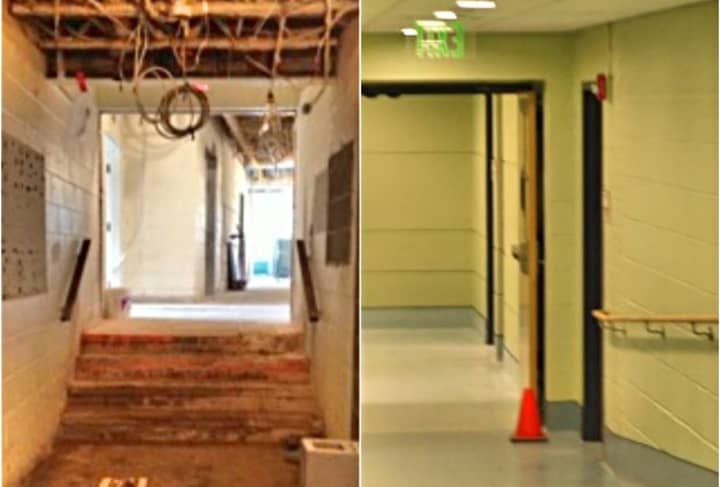 The hallway into Trinity Church&#x27;s Nursery School in Fairfield has changed drastically since Hurricane Sandy swept though last October. 