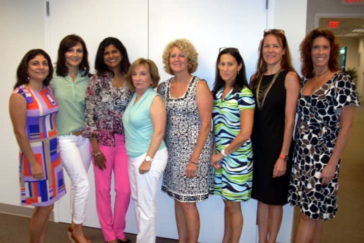 Janill Sharma and Raquel DeMaio of Stamford, Medha Thomas and Valerie Held of Westport, Denise Mangano of Stamford, Lisa Goldstein of Norwalk, Nicola Fritz of New Canaan and Laura Campbell, DVCC Director of Development.