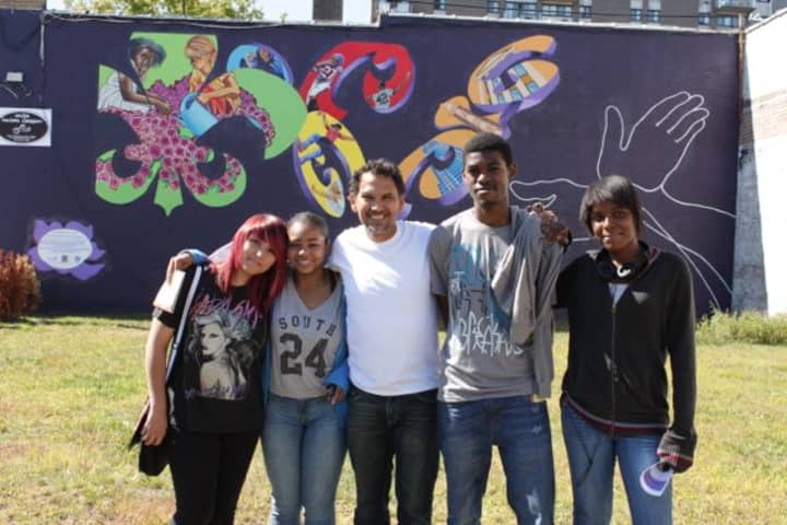 New Rochelle High School students unveiled a new mural during the weekend ArtsFest celebration. 