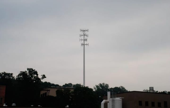 An artist&#x27;s rendering of what the proposed cell tower would look like at the New Canaan Transfer Station.