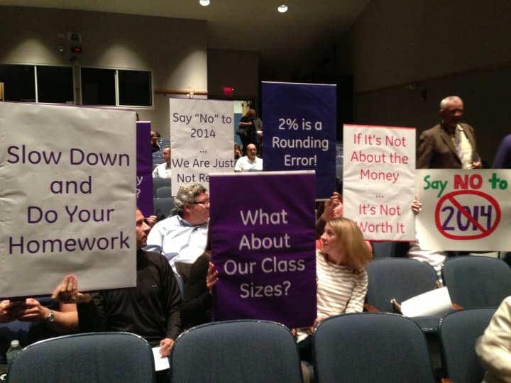 Dozens of parents came out to speak against the possibility of Lewisboro Elementary School closing Thursday night. 