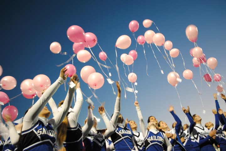 The Hendrick Hudson Cheerleaders, pictured here in 2011, helped kick off the Leo&#x27;s Stay Awake a Thon by releasing pink balloons in honor of Breast Cancer Awareness Month. 