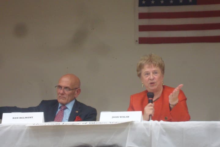 Harrison mayoral candidates Ron Belmont and Joan Walsh discuss issues such as revitalizing the downtown area and reducing the mayor&#x27;s role.
