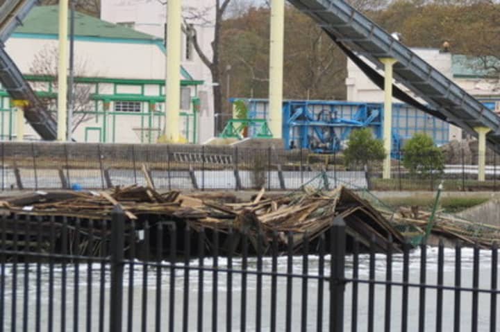 Hurricane Sandy destroyed large portions of the boardwalk at Rye Playland, where some work still needs to be completed.