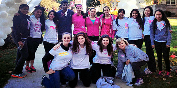 These Harrison High School students participated in the annual Breast Cancer Walk.