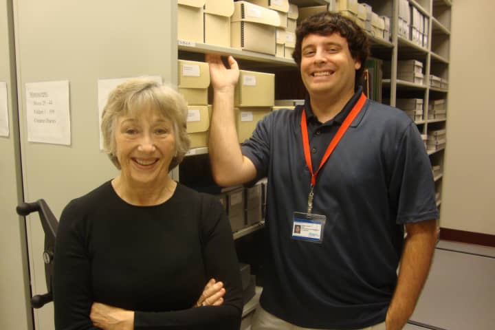 Katie Hite and Patrick Raftery of the Westchester Historical Society, among the archives of thousands of the society&#x27;s historic documents.