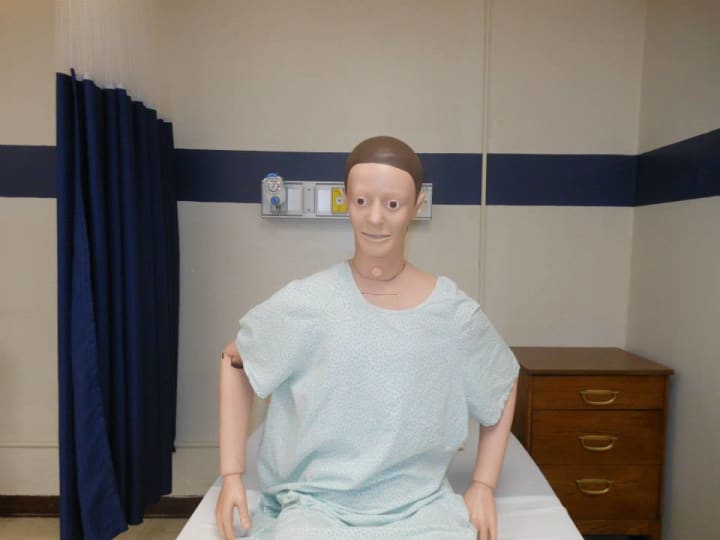 Sim Man, one of the latest generation of human patient simulators who will help train Pace nursing students.