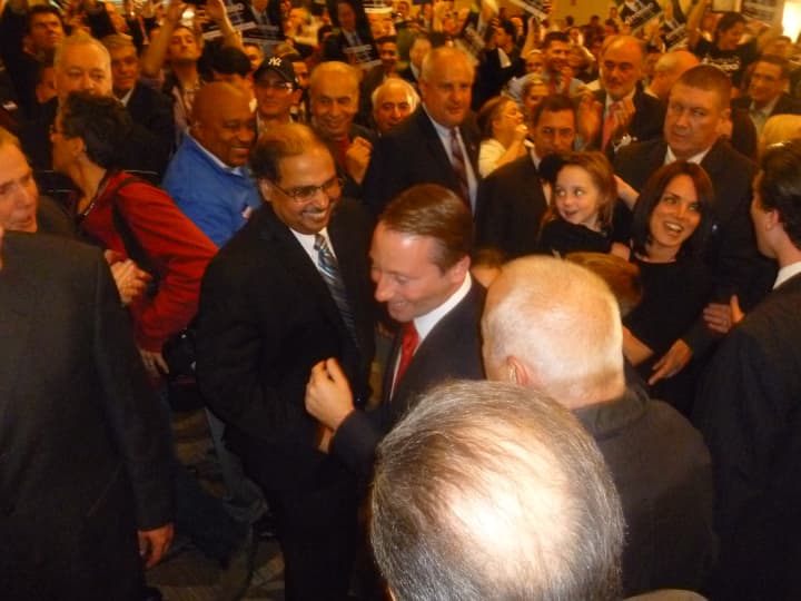 Westchester County Executive Rob Astorino is greeted by supporters at the Crowne Plaza in White Plains.