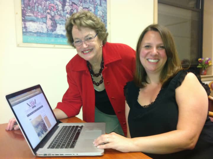 The Town of Eastchester has launched its new website. Pictured at Town Hall, from left to right are Jennifer Frost, who helped develop the site and Patty Dohrenwend, a member of the anniversary celebration Steering Committee.