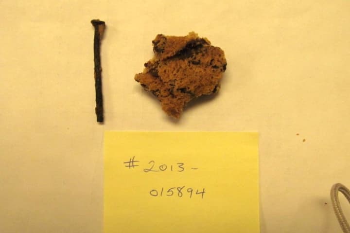 This nail was found inside a cookie from the Panera Bread location on Post Road in Darien last week.