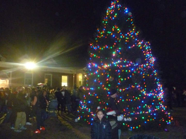 The Village of Elmsford Christmas tree was lighted Tuesday as hundreds of villagers listened to music.