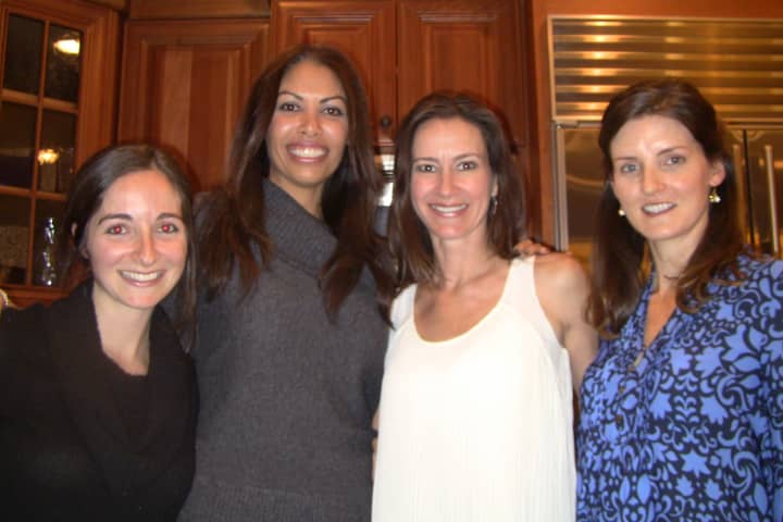 Left to right, Lena Nurenberg, Nikki McMann, Krista Kassis and Siobhan MacDonald enjoy the recent Pound Ridge Neighbors &amp; Newcomers holiday party.