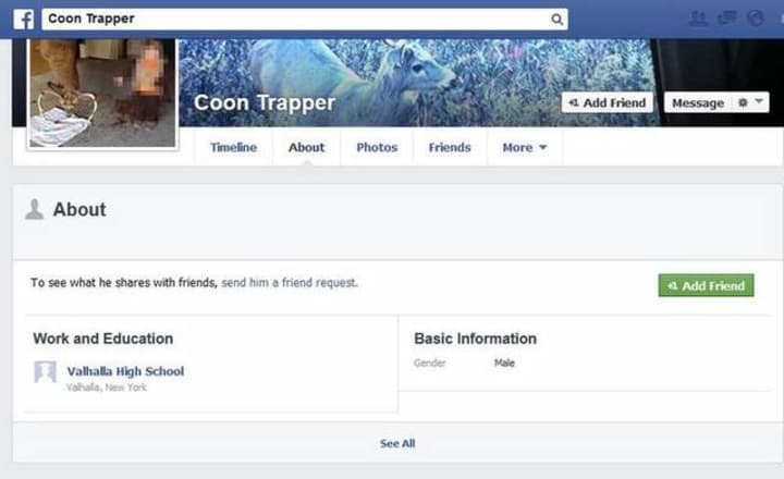 A screenshot of the alleged Facebook account by a suspended Pleasantville police offer.