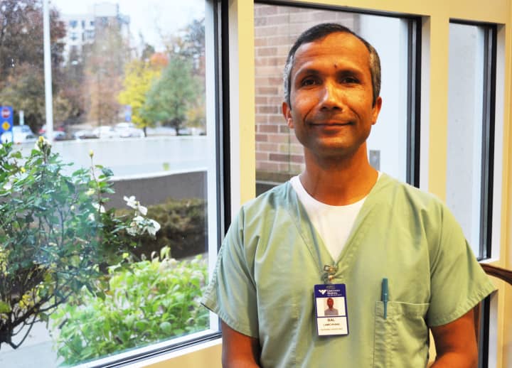 Bal Lamichhane is honored for his service to his patients at Greenwich Hospital. 