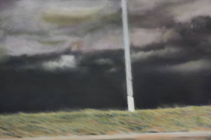 Jeff Gardner&#x27;s painting Reckoning is on display at the Darien Library. 