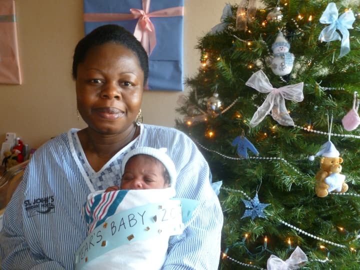 Mother Respy Okang and her New Year&#x27;s baby boy Andrew at St. John&#x27;s Riverside Hospital.