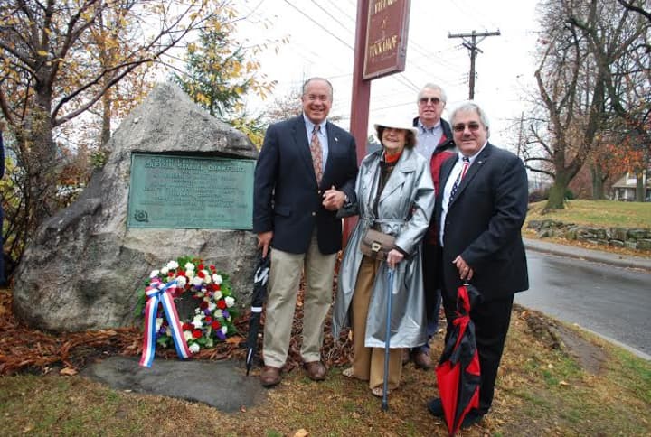 Local politicians joined with the Society of the Daughters of the American Revolution in honoring Scarsdale war hero.