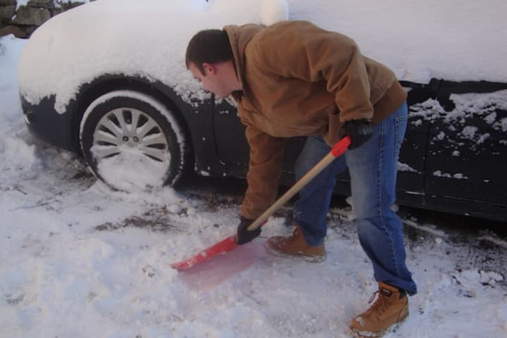 Westchester residents should exercise caution when shoveling snow, so as not to strain their backs or muscles.