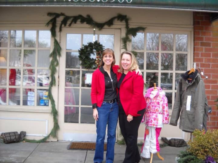 Former owner Kathleen Luparello and new owner Ann Hardy in front of The Preppy Turtle in Bedford Hills.