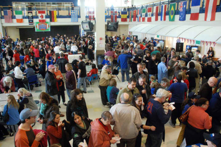 Crowds of people sample chowders, soups and bisques during the fourth-annual Chowdafest in Westport. This year&#x27;s event will be held at Bridgeport&#x27;s Webster Bank Area at Harbor Yard.