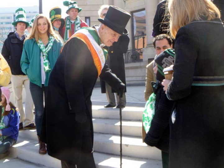 Timothy Curtin, seen here serving as grand marshal at the 2012 Stamford St. Patrick&#x27;s Day Parade, has been named the 2013 Stamford Citizen of the Year.