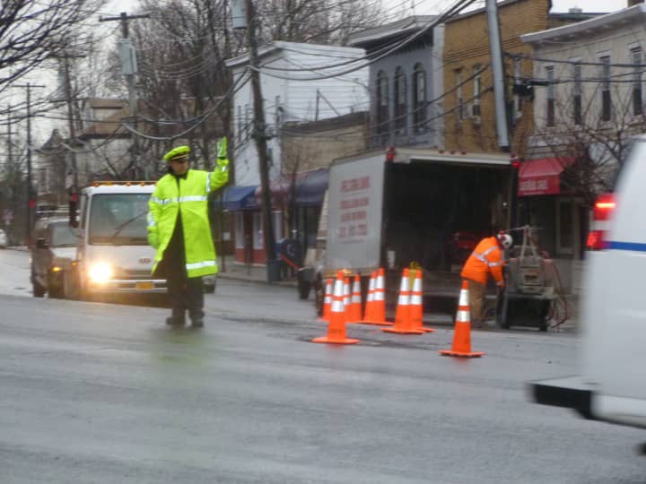 Dobbs Ferry Police were out diverting traffic at Cedar St. and Broadway as a water main repair closed the incoming lane into the downtown business area.