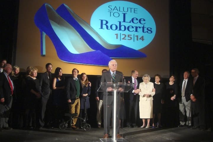 Former Bedford Supervisor Lee Roberts&#x27;s entire family takes the stage to pay tribute to her at Bedford 2020&#x27;s salute to Roberts Saturday.