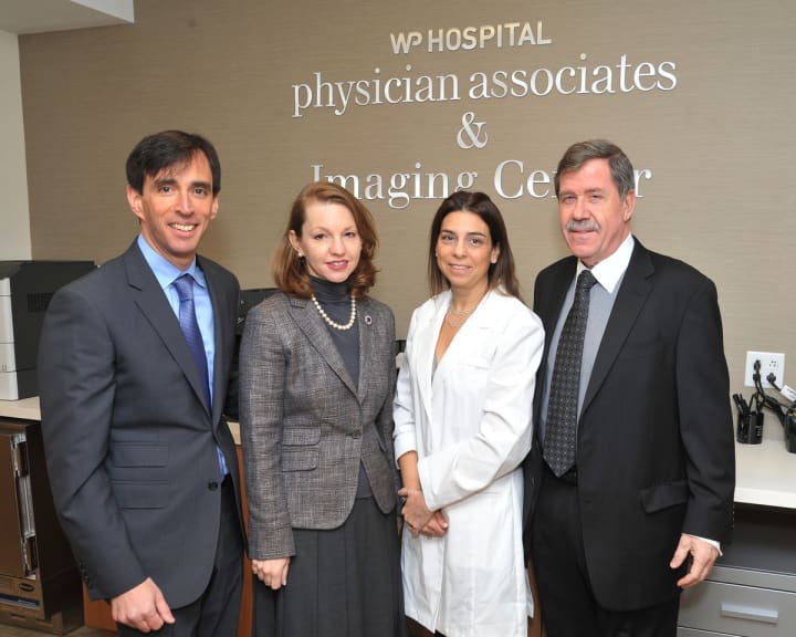 New Rochelle Mayor Noam Bramson visited the Imaging Center at New Rochelle Monday to tour the facility with, from left to right: White Plains Hospital President Susan Fox, Director of Outpatient Imaging Pamela Weber and C.E.O. Jon B. Schandler.