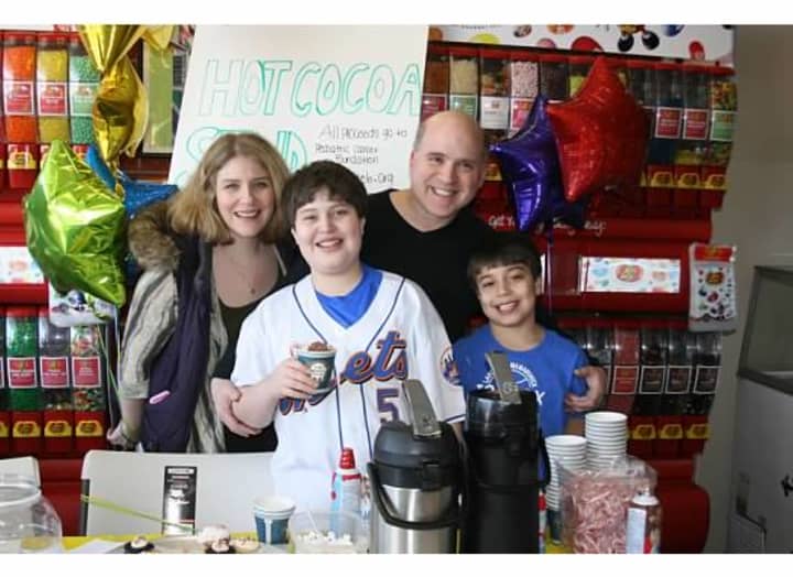 (Left to Right) Elisa, Evan, Ken and Joshua Greenberg at a previous hot chocolate fundraiser.