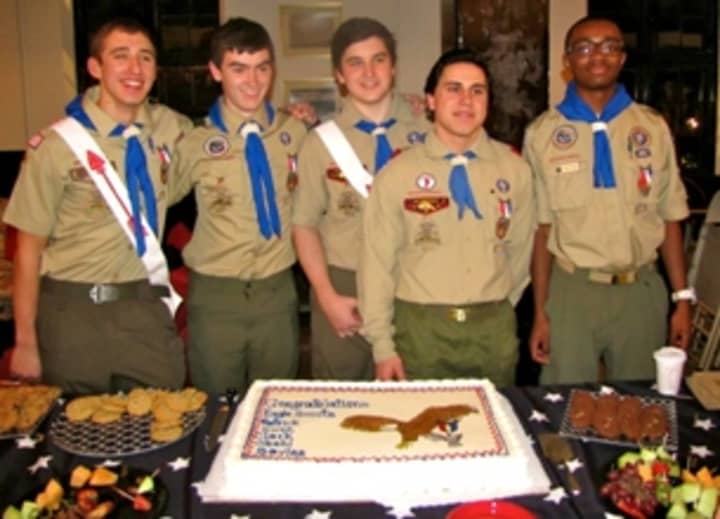 Five Bronxville-area boys were honored at a ceremony after achieving the rank of Eagle Scout. 