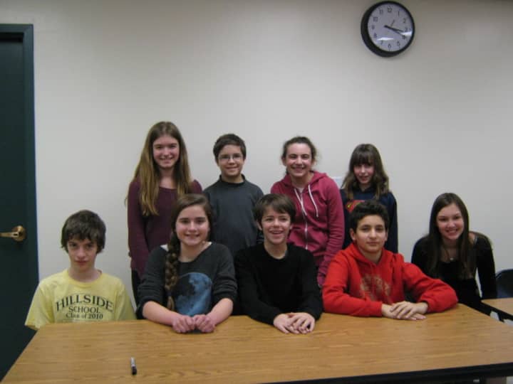 The nine Farragut Elementary School fianlists, from left and standing, are Jackie Collins, Thomas Silver, Hannah Laffer, and Kimberly Rosner; sitting are Sam Rabinowitz, Katelin Penner, Ethan Pochna, Ben Ratzkin and Molly Gouran.