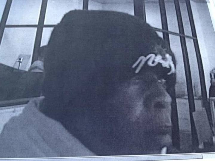 This is a photo from a surveillance video of the suspect in Tuesday&#x27;s bank robbery.