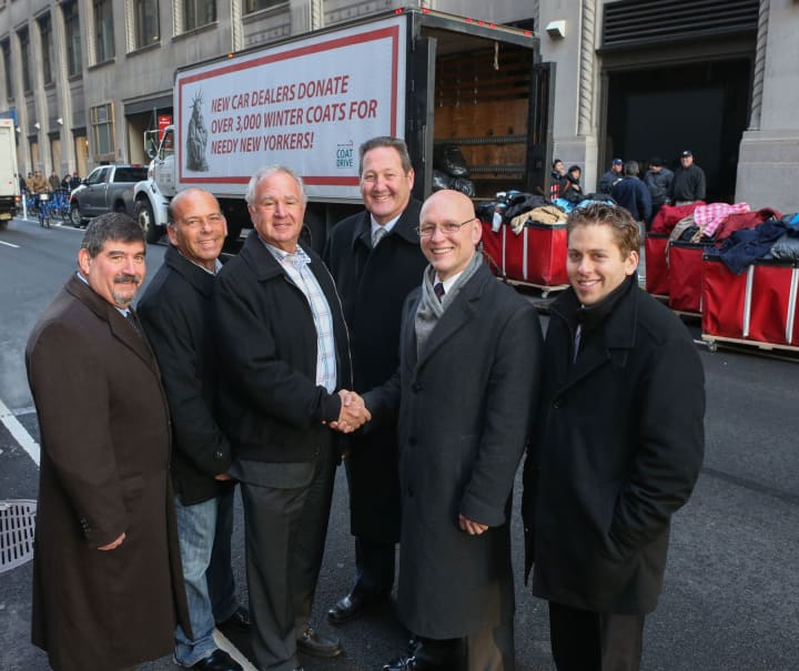 Tony Mazza and members of the Greater New York Automobile Dealers Association collected more than 4,000 winter coats for New York Cares.