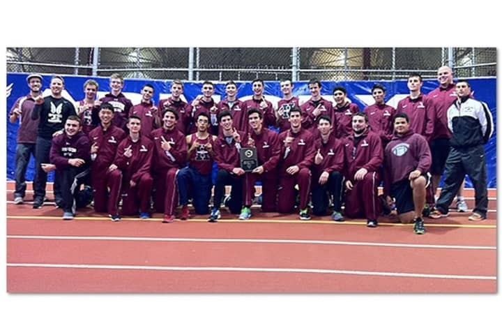 The Harrison boys track and field team earned a share of the Westchester County Championship Sunday at The Armory.