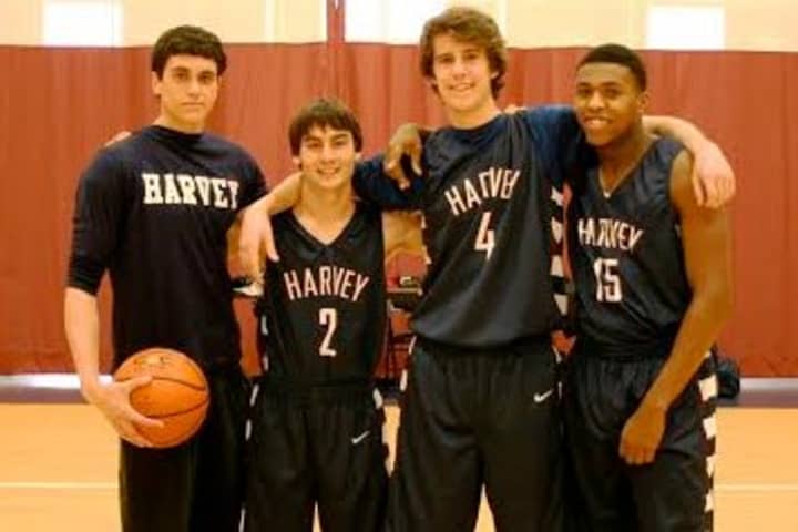 Seniors Andrew Schwartz, Christian Artuso, Jake Cohn and Deshawn Hilliard were honored by The Harvey School at Saturday&#x27;s boys basketball game.
