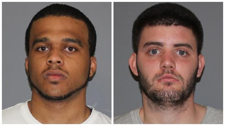 Daniel Hall (left) and William Kelly are charged with third-degree criminal sale of a controlled substance, a felony.