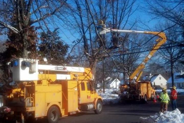 United Illuminating crews work to restore power after widespread outages in Pennsylvania last week. The company says it&#x27;s prepared to do the same in Connecticut Thursday.